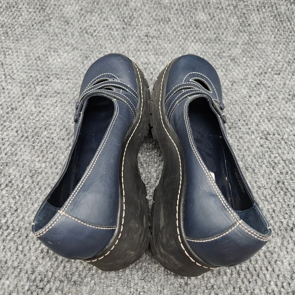 Steve Madden (Women's 7 B) Navy Blue Gily Platform Wedge Mary Jane Shoe Y2K VTG